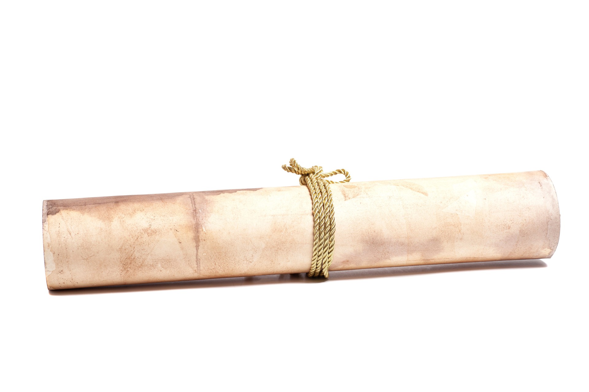 scroll of antique paper tied with a golden rope